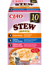 INABA Ciao Stew - karma uzupełniająca dla kota o smaku kurczaka, kurczaka i tuńczyka, kurczaka i łososia 10x40g