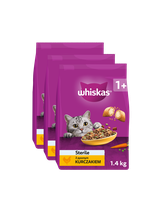 WHISKAS Sterile 3x1,4 kg - sucha karma dla dorosłego kota po zabiegu kastracji, z pysznym kurczakiem