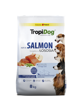TROPIDOG Premium Adult Small Breeds bogaty w łososia i ryż 8kg
