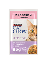 CAT CHOW Sensitive Karma dla kotów z łososiem i cukinią w sosie 10x85g