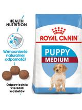 ROYAL CANIN Medium Puppy 15kg karma sucha dla szczeniąt, od 2 do 12 miesiąca, ras średnich + niespodzianka dla psa GRATIS!