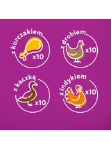 WHISKAS Adult saszetki 160x85g Drobiowe Frykasy - mokra karma dla dorosłego kota, w galaretce (kawałki z: kurczakiem, indykiem, drobiem, kaczką)