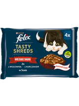 FELIX Tasty Shreds Karma dla dorosłych kotów wiejskie smaki w sosie 12x(4x80g)