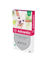 Advantix - dla psów do 4kg (4 pipety x 0,4ml)+ Cestal Dog Plus tabletki na odrobaczanie psów 2 sztuki