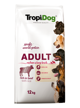 TROPIDOG Premium Adult medium & large breed wołowina z ryżem 12kg