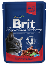 BRIT Cat WOŁOWINA i GROSZEK 24x100g