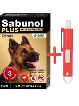 Sabunol Plus - Obroża przeciw pchłom i kleszczom dla psa 75cm+TRIXIE Szczypce do usuwania kleszczy 9cm