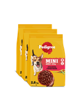 Pedigree Adult Mini dla psów małych ras z wołowiną i warzywami 3x2,6 kg