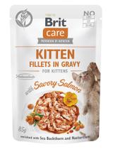 BRIT CARE Cat Kitten Fillets in Gravy with Savory Salmon Enriched with Sea Buckthorn and Nasturtium 24x85g
