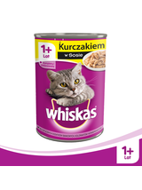 WHISKAS Adult puszka 24x400 g - mokra karma dla dorosłego kota, kawałki z kurczakiem w sosie