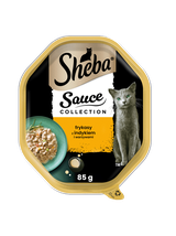 SHEBA Sauce Collection tacka 22x85 g – mokra karma pełnoporcjowa dla dorosłych kotów, frykasy z indykiem i warzywami, w sosie