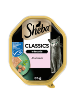 SHEBA Classics tacka 22x85 g – mokra karma pełnoporcjowa dla dorosłych kotów, z łososiem, w terynie