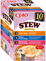 INABA Ciao Stew - karma uzupełniająca dla kota o smaku kurczaka, kurczaka i tuńczyka, kurczaka i łososia 10x40g