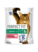 PERFECT FIT (Sterile 1+) 6x750g Bogaty w wołowinę - sucha karma dla kota po sterylizacji