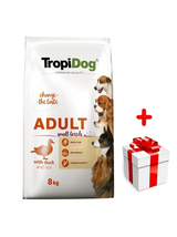 TROPIDOG Premium Adult Small Breeds z kaczką i ryżem 8kg + niespodzianka dla psa GRATIS!