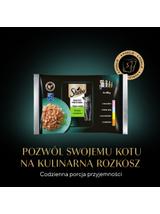 SHEBA Delicacy Fine Flakes Wybór Smaków saszetki 4x85 g – mokra karma pełnoporcjowa dla dorosłych kotów, w galaretce (kawałki z: łososiem, białą rybą, kurczakiem, indykiem)