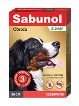 Sabunol czerwona obroża przeciw pchłom i kleszczom dla psa 50 cm+Cestal Dog Plus tabletki na odrobaczanie psów 2 sztuki
