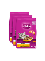 WHISKAS Sterile 3x3,8 kg - sucha karma dla dorosłego kota po zabiegu kastracji, z pysznym kurczakiem