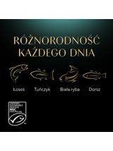 SHEBA Delicacy Rybne Smaki saszetki 80x85 g – mokra karma pełnoporcjowa dla dorosłych kotów, w galaretce (kawałki z: łososiem, białą rybą, tuńczykiem, dorszem)