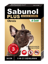 Sabunol Plus - Obroża przeciw pchłom i kleszczom dla psa 50cm+ Cestal Dog Plus tabletki na odrobaczanie psów 2 sztuki
