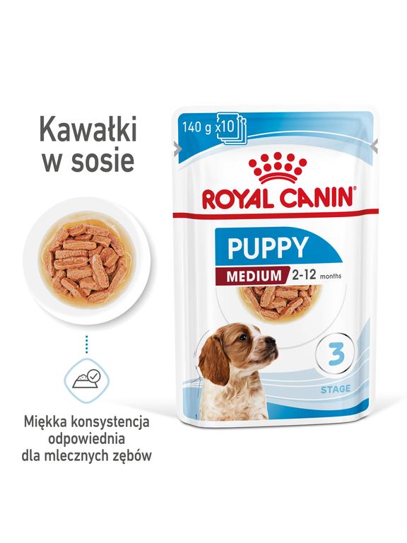 ROYAL CANIN Medium Puppy 10x140g karma mokra w sosie dla szczeniąt do 12 miesiąca, ras średnich