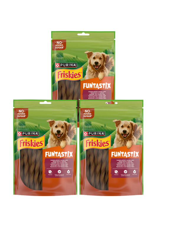 Friskies Funtastix dla dorosłych psów o smaku bekonu i sera 3x175 g