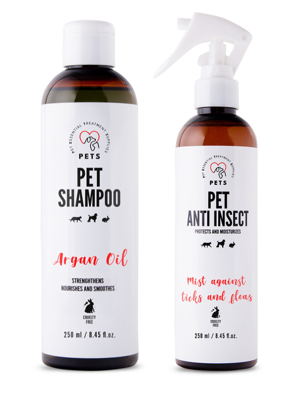 PET Shampoo Argan Oil_Szampon Arganowy 250ml Hypoallergenic + PETS ANTI INSECT - skuteczna ochrona przeciw kleszczom, pchłom oraz innym owadom 250ml