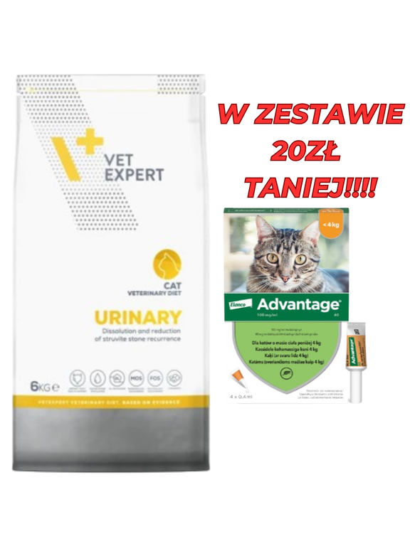 VETEXPERT Cat Urinary 6kg + Advantage - dla kotów (0,4mlx4) *roztwór* blister