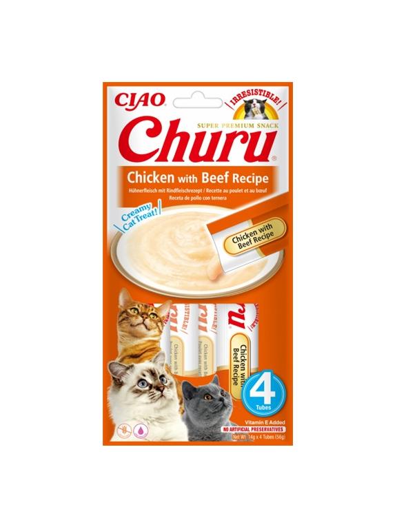 INABA  Churu przysmak dla kota o smaku kurczaka i wołowiny 4x14g