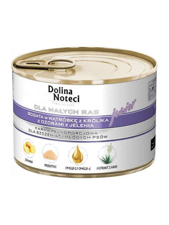 Dolina Noteci PREMIUM dla psów małych ras JUNIOR bogata w wątróbkę z królika z ozorami z jelenia 185 g