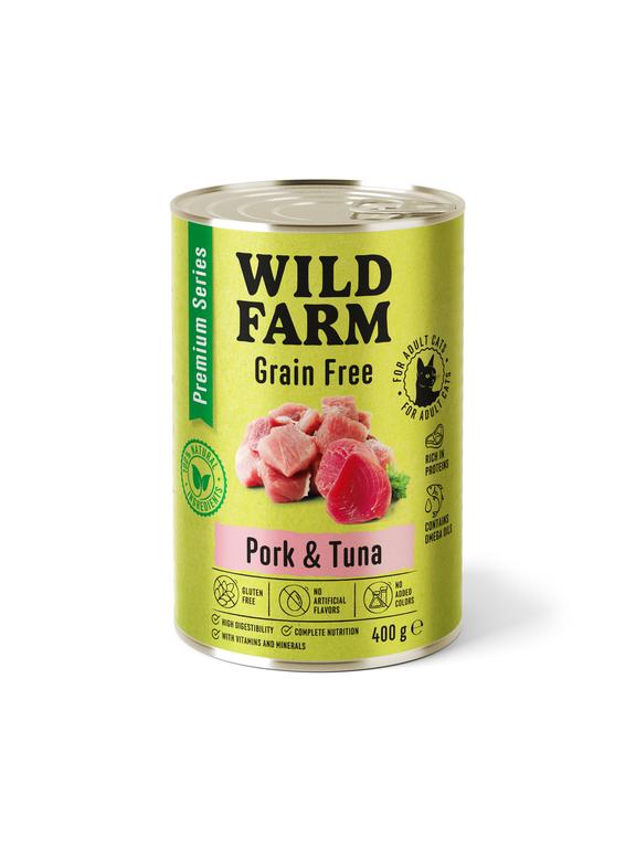 WILD FARM Premium Grain Free Pork and Tuna 400g  - bezzbożowa karma dla kota