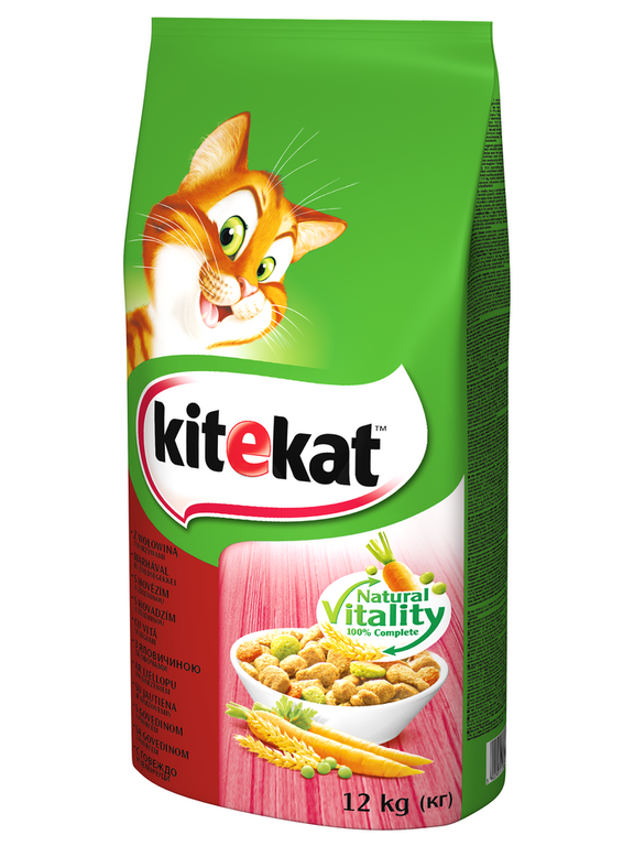 KITEKAT 12kg - sucha karma dla kotów z wołowiną i warzywami