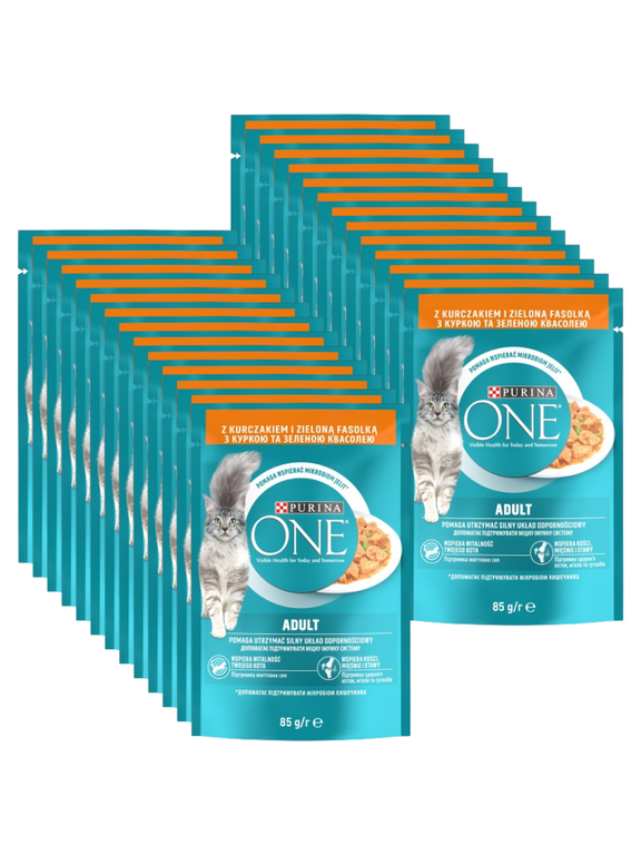 Purina One Adult Karma dla kotów z kurczakiem i zieloną fasolką 26x85 g
