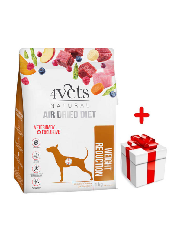 DOLINA NOTECI 4Vets Natural Weight Reduction karma suszona dla psów z nadwagą i otyłością 1 kg + niespodzianka dla psa GRATIS!