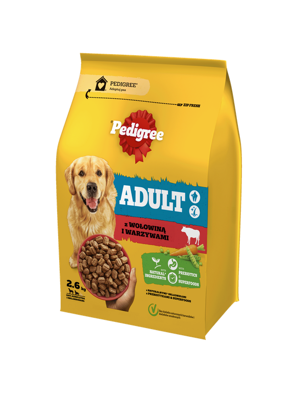 PEDIGREE® Adult 2,6 kg z wołowiną i warzywami - sucha karma pełnoporcjowa dla dorosłych psów dużych i średnich ras/Opakowanie uszkodzone (8329)!!!