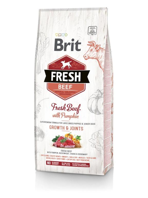 Brit Fresh Beef & Pumpkin Puppy Large Growth & Joints 12kg opakowanie uszkodzone (9209,9252,9375)