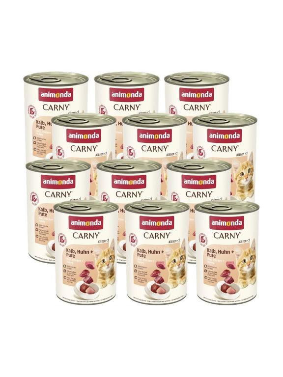 ANIMONDA Cat Carny Kitten smak: cielęcina, kurczak i indyk 12x400g