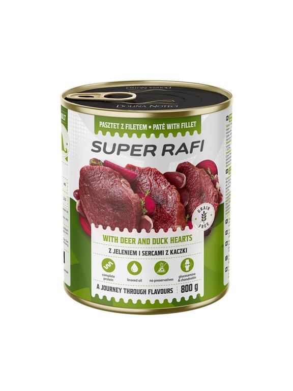 DOLINA NOTECI Super Rafi z jeleniem i sercami z kaczki dla psa 800g