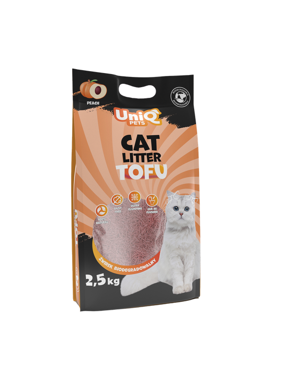UNIQ PETS ŻWIREK DLA KOTÓW TOFU biodegradowalny 2,5kg brzoskwinia