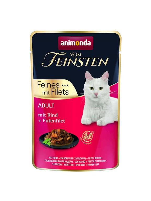 ANIMONDA Cat Vom Feinsten Adult Wołowina + filet z indyka saszetka 85g