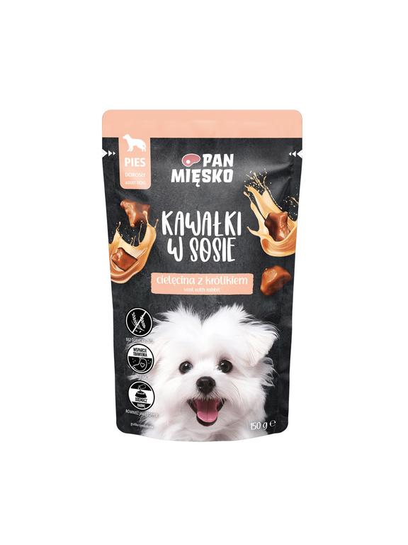 PAN MIĘSKO Kawałki w sosie Cielęcina z królikiem 150g dla psa