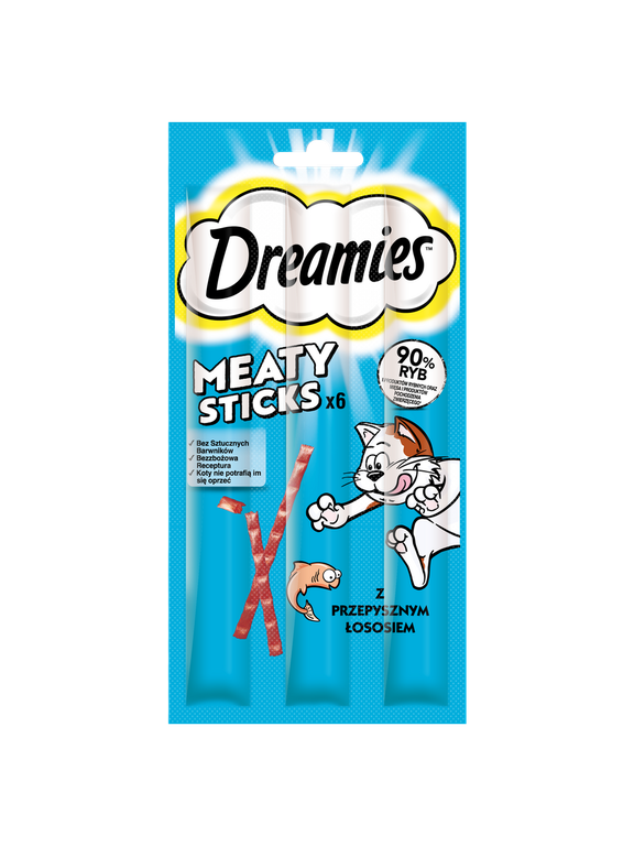 DREAMIES 30g – karma uzupełniająca dla dorosłych kotów, z wybornym łososiem