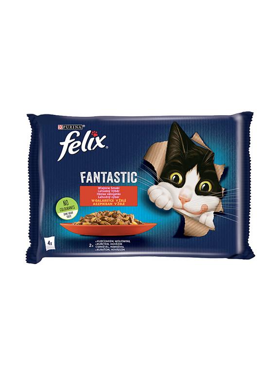 FELIX Wiejskie Smaki w galaretce z wołowina i kurczakiem 4x85g