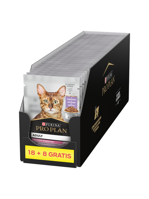 PRO PLAN Nutrisavour Delicate Karma dla kotów delikatne kawałki z łososiem w sosie 26x85g (18+8 GRATIS)