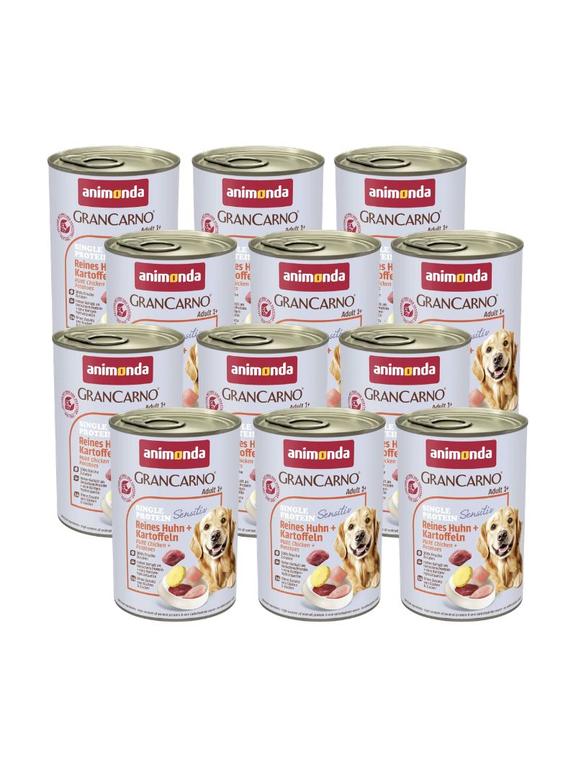 ANIMONDA GranCarno Sensitiv  Adult Dog smak: Kurczak + ziemniaki  12x400g