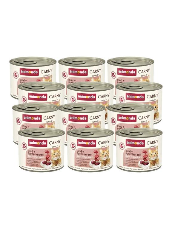 ANIMONDA Cat Carny Senior smak: wołowina i serca indyka 12 x 200g