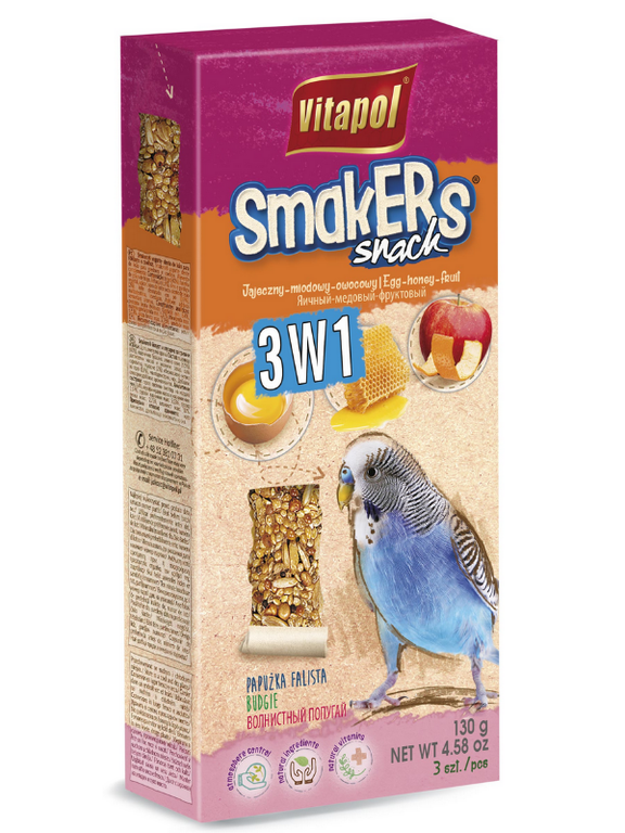 VITAPOL "Smakers" dla papużki falistej 3w1 - 3szt.