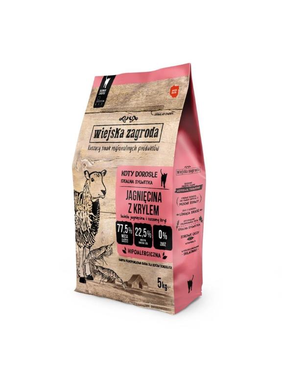 Wiejska Zagroda Jagnięcina z krylem dla kota 5kg