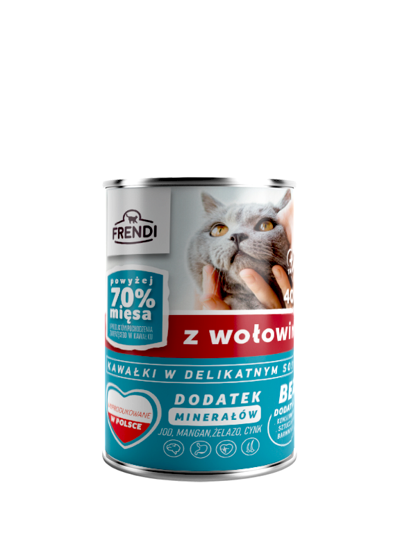 Frendi kawałki w delikatnym sosie z wołowiną 400g dla kota