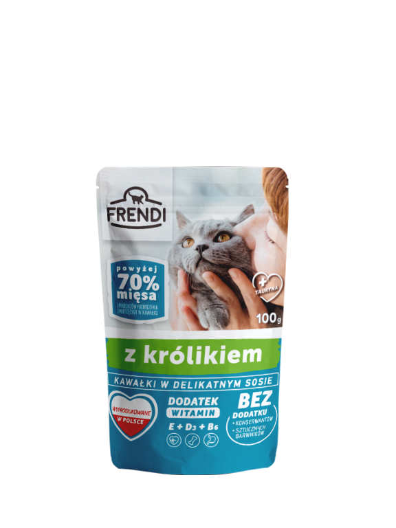 Frendi kawałki w delikatnym sosie z królikiem dla kota 100g